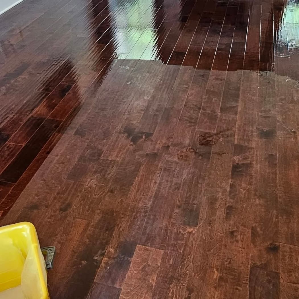 Dark hardwood — shiny and restored