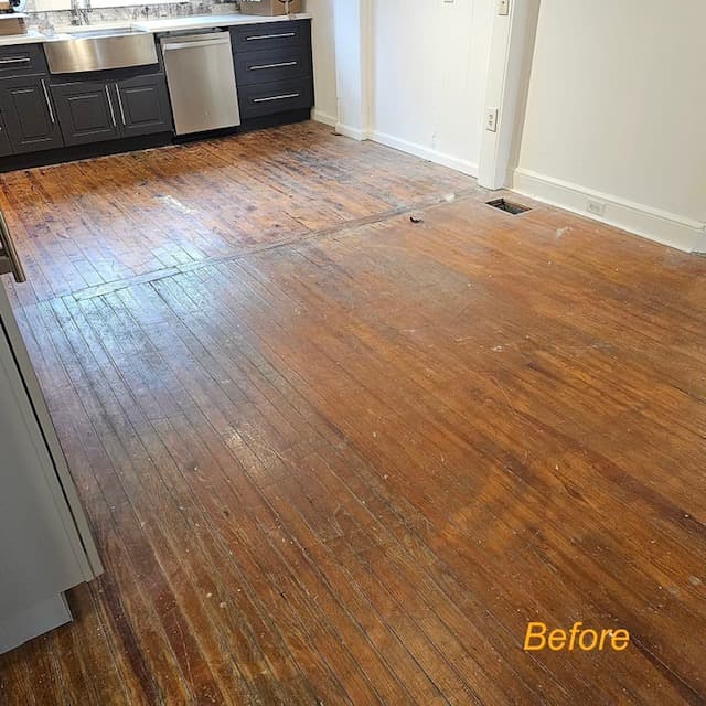 Oak floor after dust-free recoat service