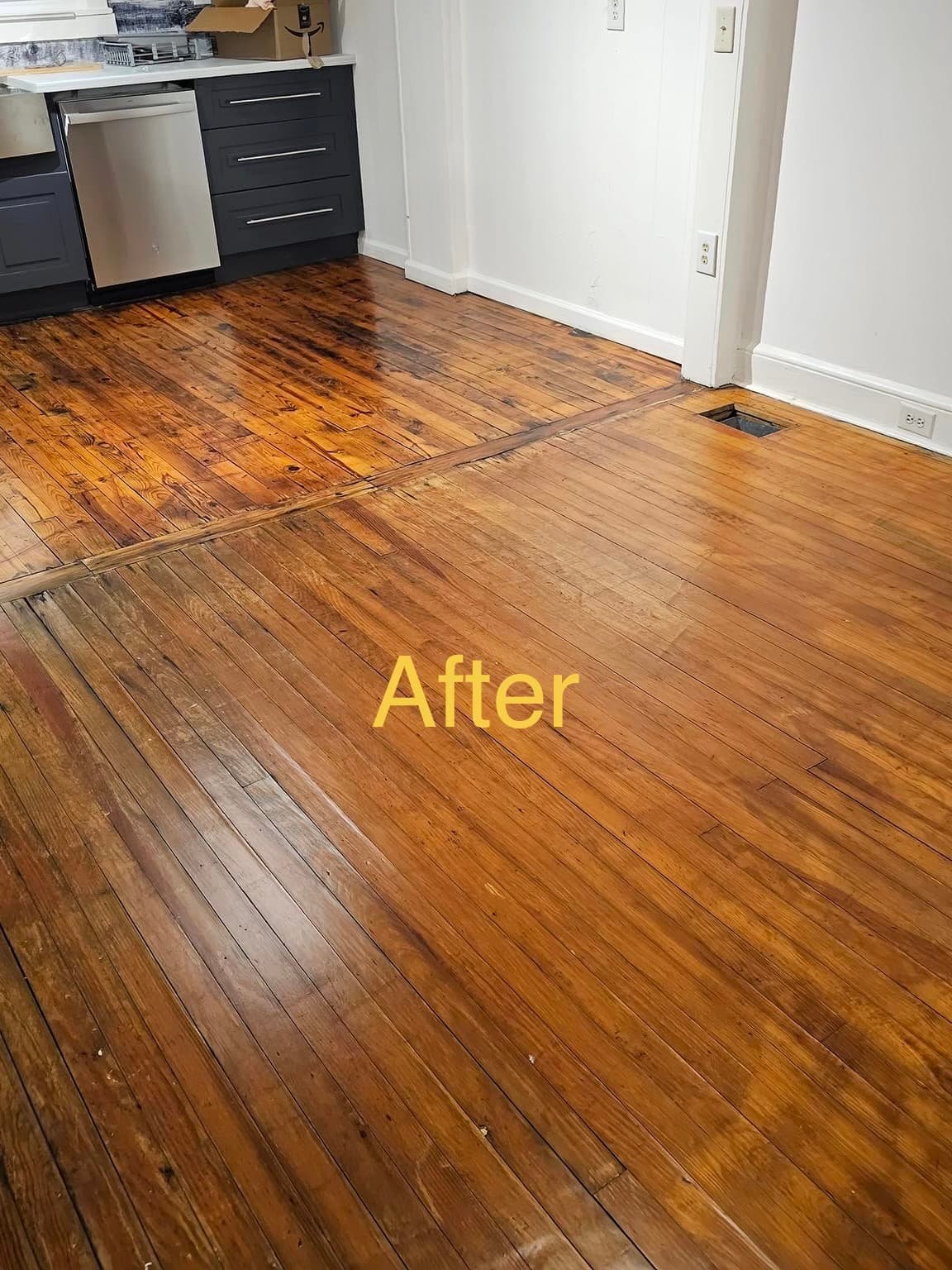 Wood floor refinishing project photo 13